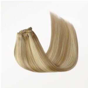 NIP Googoo Light Blonde Highlights (16/22) Classic Clip in Hair Extensions Remy